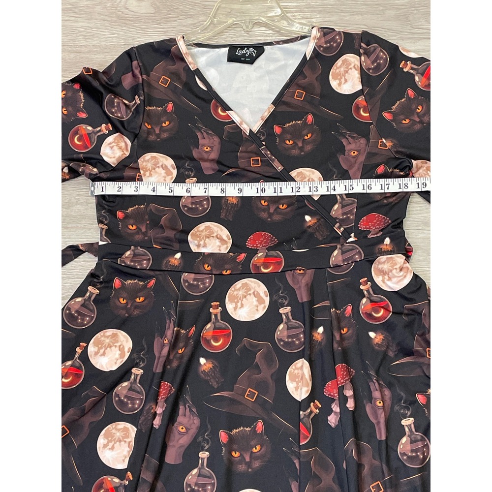 Whimsigoth Halloween Gothic Witchy Grunge Dress Celestial Bell Sleeve XL Flowy - Picture 3 of 10